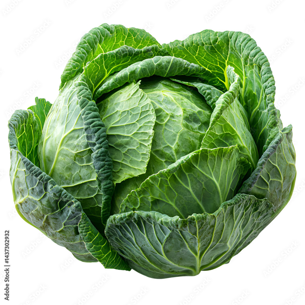 Obraz premium Fresh green cabbage head closeup for healthy eating