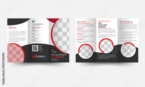Creative tri fold brochure design. corporate business template for tri fold flyer. Layout with modern design vector and abstract background for printing .