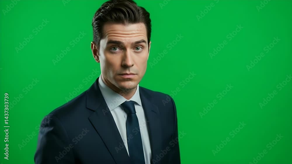 Serious Businessman Portrait: Green Screen Studio Shot Serious Businessman Portrait: Green Screen Studio Shot