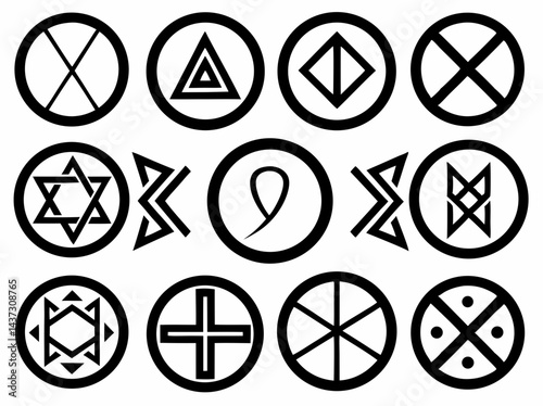 A ring made of elder futhark runes around a central rune or object
