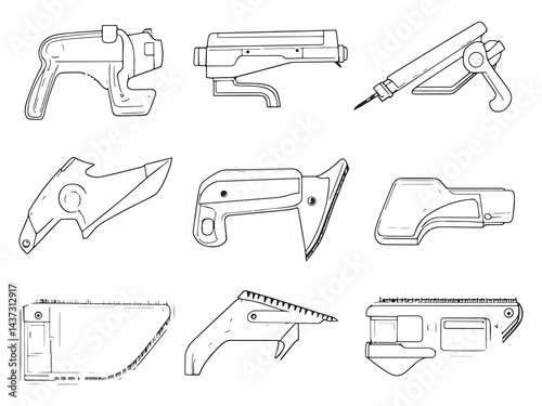 Drywall Saw line art icon detailed sketch design symbol