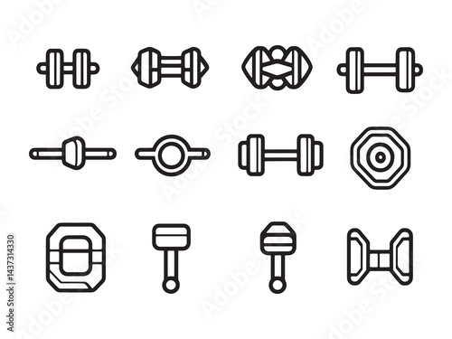 Dumbbell line art icon minimalist workout equipment image