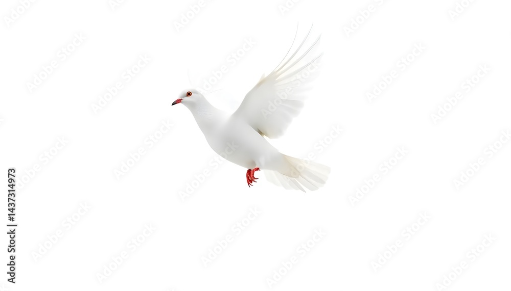 Fototapeta premium Flying white dove peaceful sky bird photography minimalist aerial view freedom concept