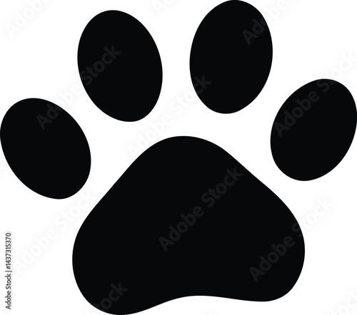 Black cat paw print icon vector illustration of an animal foot symbol design