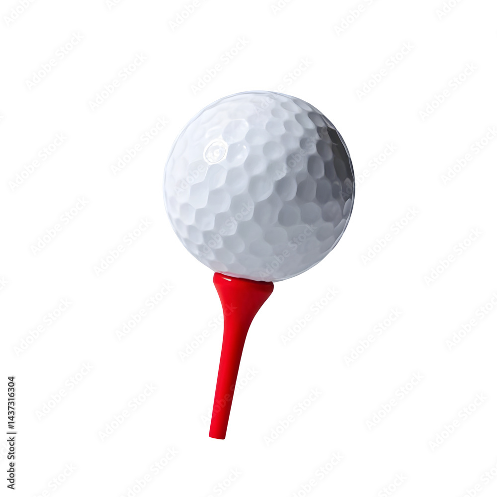 white golf ball placed on a red tee white golf ball placed on a red tee