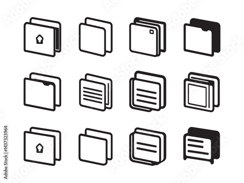 Document Folder line art icon elegant clean outline drawing