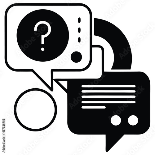 Speech Bubbles with Question Marks, Communication Icons, Conversational Graphics