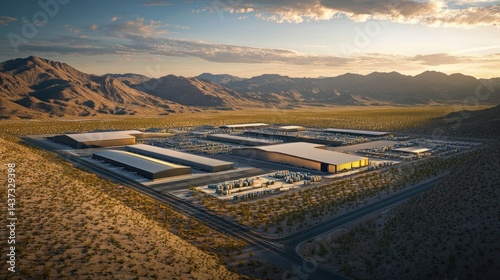 Expansive desert campus with numerous industrial buildings