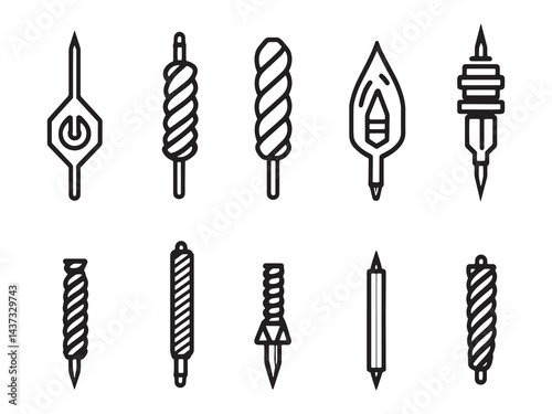 Drill Bit line art icon technical black white graphic