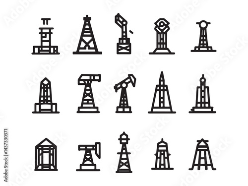 Drill line art icon minimalistic outline for designs
