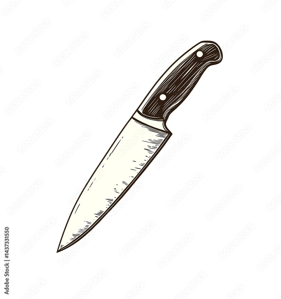 Simple vector illustration of a hand-drawn knife on a white background Simple vector illustration of a hand-drawn knife on a white background