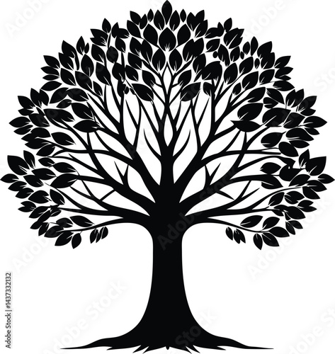 Beech Tree Isolated Silhouette Vector Art Elegant Forest Element with Natural Landscape Design