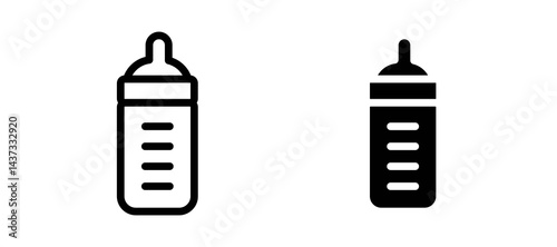 Milk bottle icon in black color for website or app.