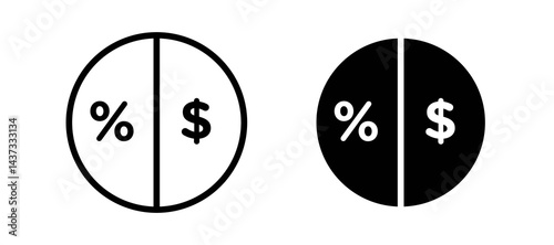 Dividend icon in black color for website or app.
