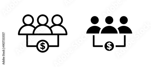 Mutual funds icon in black color for website or app.