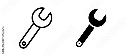 Wrench icon in black color for website or app.