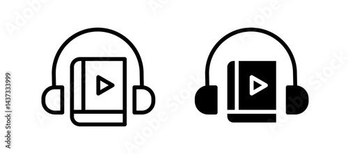 Audiobook icon in black color for website or app.