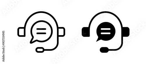 Live chat icon in black color for website or app.