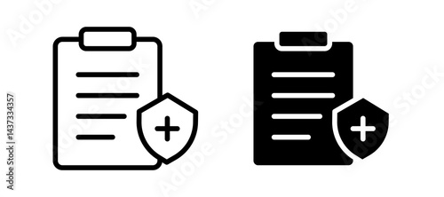 Health insurance icon in black color for website or app.