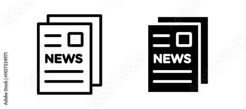 Newspaper icon in black color for website or app.