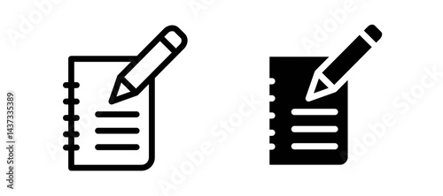 Notebook icon in black color for website or app.
