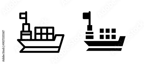 Ship icon in black color for website or app.
