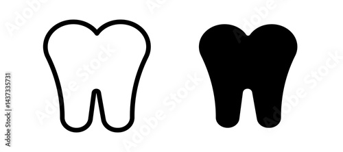 Tooth icon in black color for website or app.