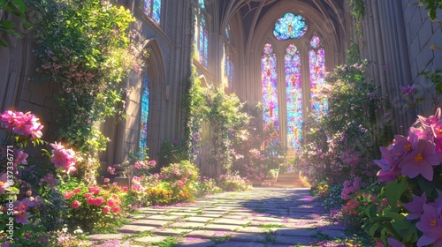 Glowing floral cathedral aisle