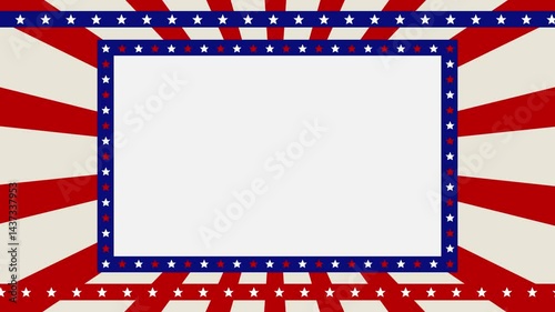 Patriotic frame border with stars and copyspace for text, useful for Memorial Day, Independence Day, 4th of July or United Stat1ed celebration. 4K footage.