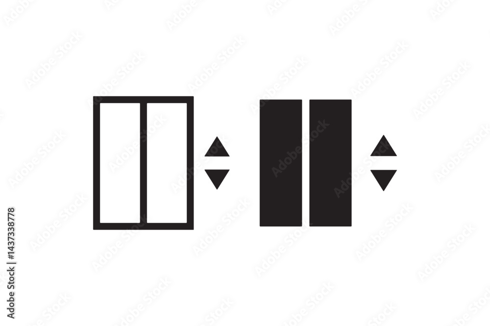 Elevator door icon with open and close arrows Vector Elevator door icon with open and close arrows Vector
