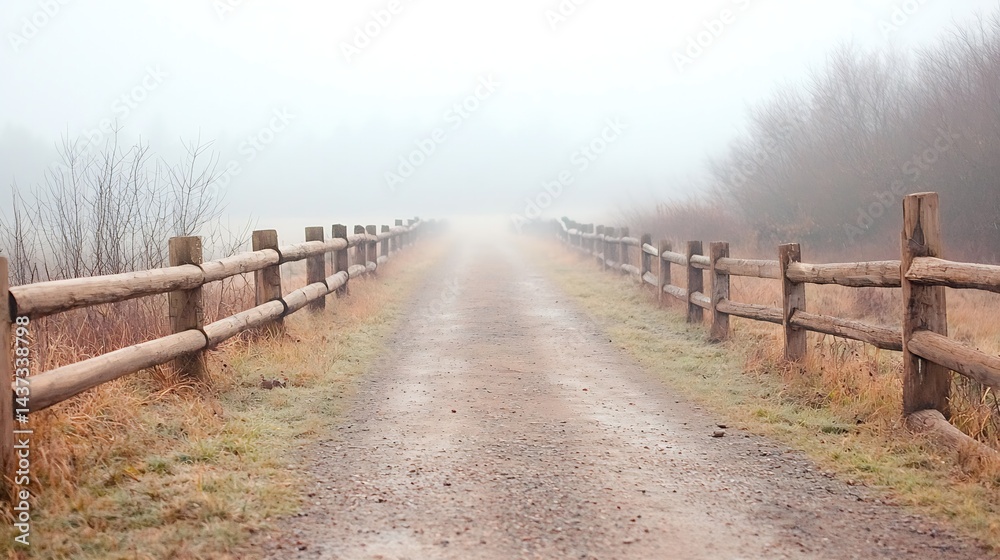 Misty Path Through a Rural Landscape Misty Path Through a Rural Landscape