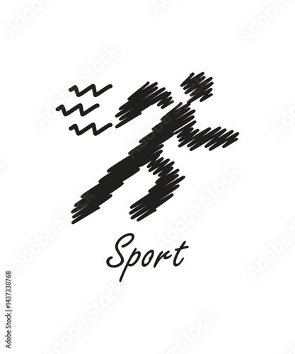 Sports icon logo with hand drawn design illustration