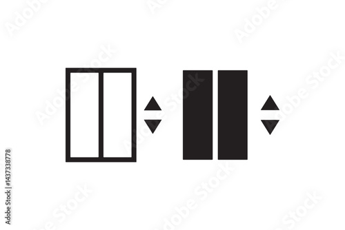 Elevator door icon with open and close arrows Vector