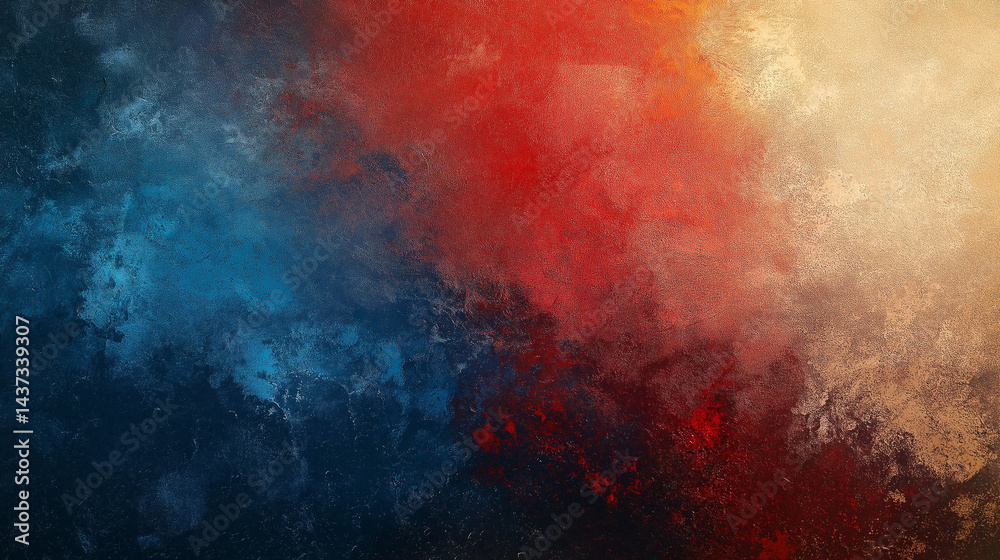 Fototapeta premium Abstract blue and red gradient background with grainy texture