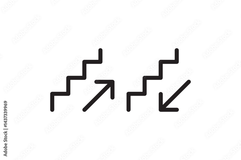 Stairs with arrows showing up and down directions Vector