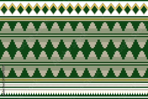 Southwest pattern of geometric green and brown. Ethnic pattern seamless of diamond, triangle, line shape. Tradition, aztec, timeless, batik, classic for fabric texture, textiles, home decor, and print