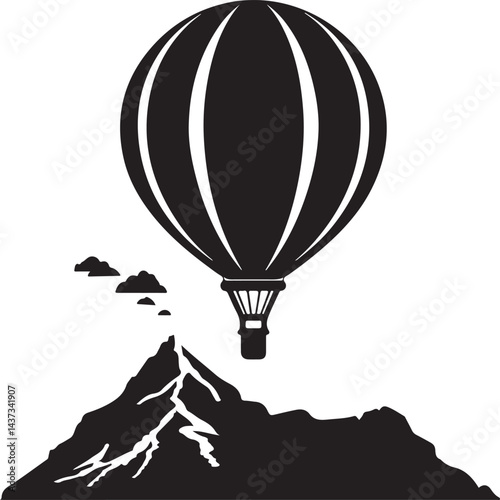 air balloon in the air, balloon, air, sky, hot, travel, fly, vector, hot air balloon, illustration, flying, balloons, basket, transportation, adventure, transport, fun, cloud, design, icon, airship, f
