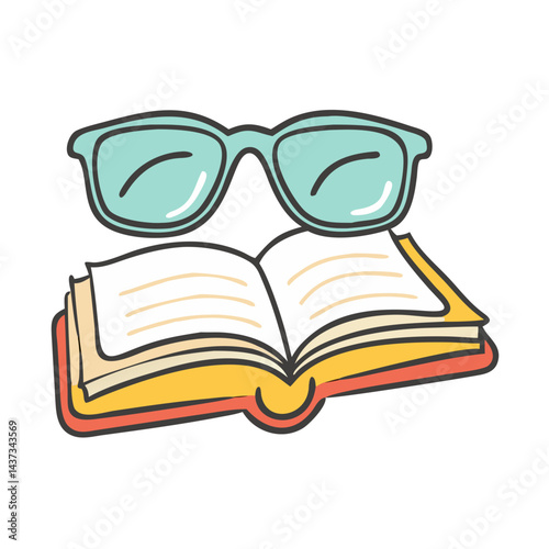 and book intellectual pursuits icon, glasses and book intellectual pursuits vector