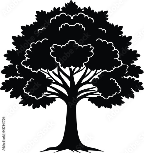 Elm Tree Isolated Silhouette Vector Art Elegant Forest Element with Natural Landscape Design