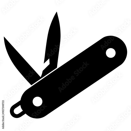 create a simple Swiss knife silhouette vector illustration design on white background



