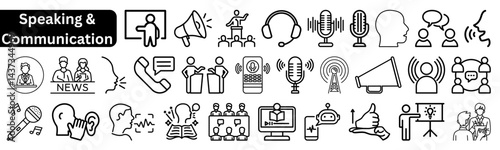 Speaking & Communication – Line Icon Set