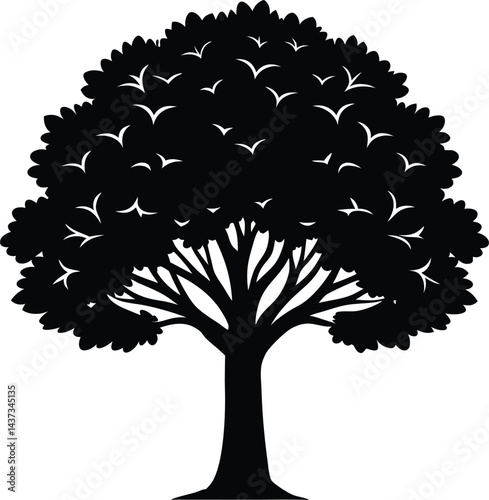 Elm Tree Isolated Silhouette Vector Art Elegant Forest Element with Natural Landscape Design
