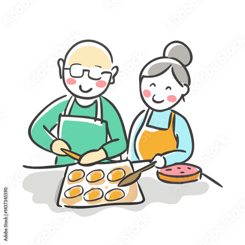 grandparents baking cookies icon, grandparents baking cookies vector illustration-simple illustration of grandparents baking cookies, perfect for grandparents baking cookies logos and icons