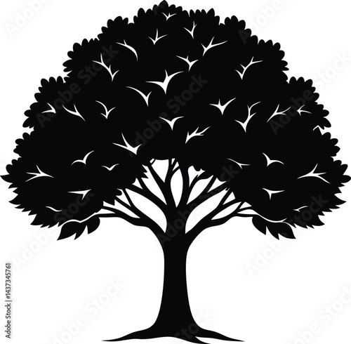 Elm Tree Isolated Silhouette Vector Art Elegant Forest Element with Natural Landscape Design