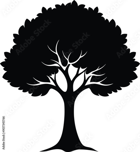Elm Tree Isolated Silhouette Vector Art Elegant Forest Element with Natural Landscape Design