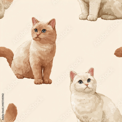 cat  seamless pattern