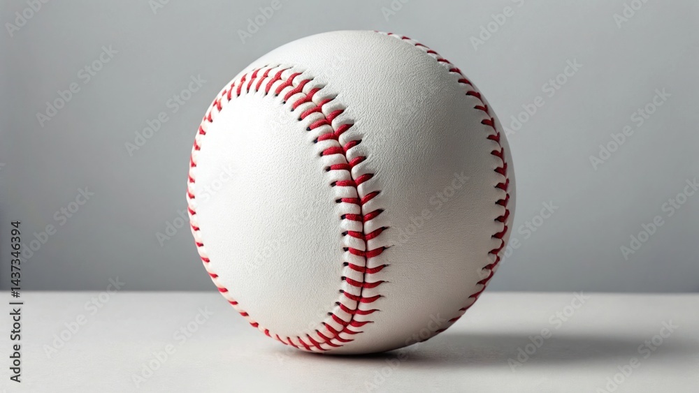Clean baseball closeup isolated on white surface ready for sporting action Clean baseball closeup isolated on white surface ready for sporting action