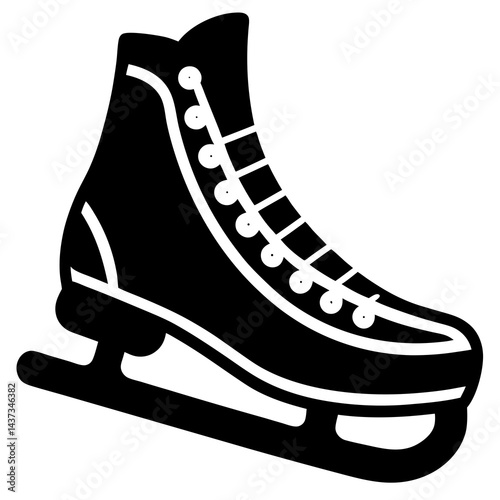 Ice Skates flat vector, isometric, pastel or festive colors, transparent background, 