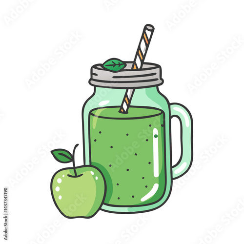 green smoothie jar icon, green smoothie jar vector illustration-simple illustration of green smoothie jar, perfect for green smoothie jar logos and icons