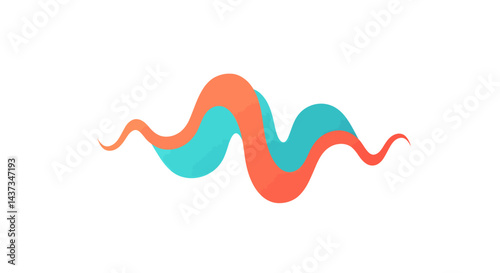 Abstract flowing wave design showcasing a dynamic blend of teal and coral colors symbolizing innovation and connectivity on a clean white background